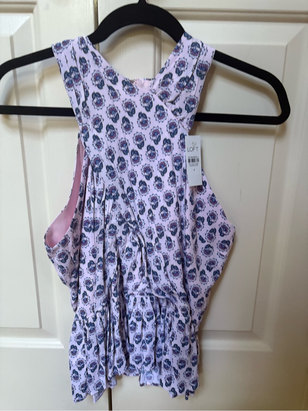 LOFT Pink Floral Crossover Blouse